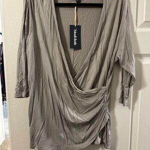 Modcloth Taupe Draped Women's Blouse